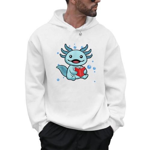 Readsolotl Amphibian Read Book Herpetologist Cute Axolotl Men Hoodie - Bookorys