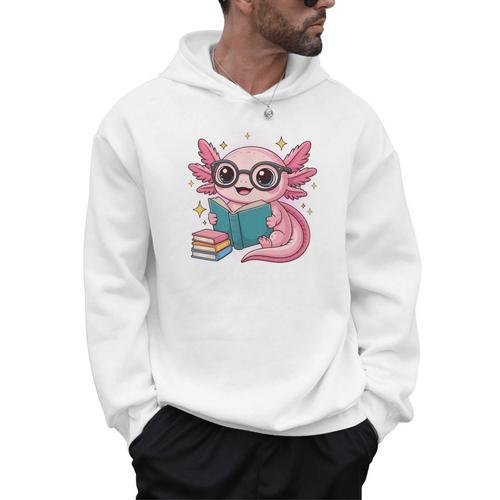 Readsolotl Kawaii Axolotl Reading Book Lover Men Hoodie - Bookorys DE