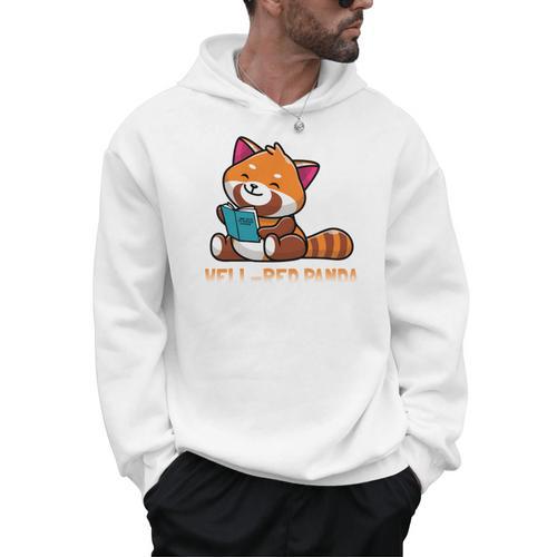 Well Red Panda Shirt Bookworm Reading Books Panda Men Hoodie - Bookorys