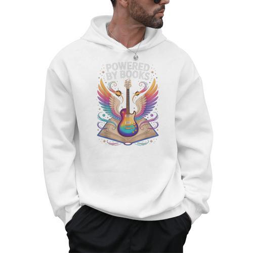 Rockstar Powered BY Books Reading Rocks Preschool Teacher Men Hoodie - Bookorys