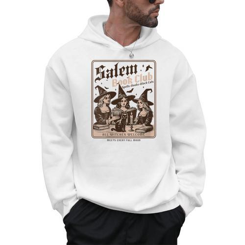 Salem Book Club Bookish Halloween Retro Salem Witch Book Men Hoodie - Bookorys
