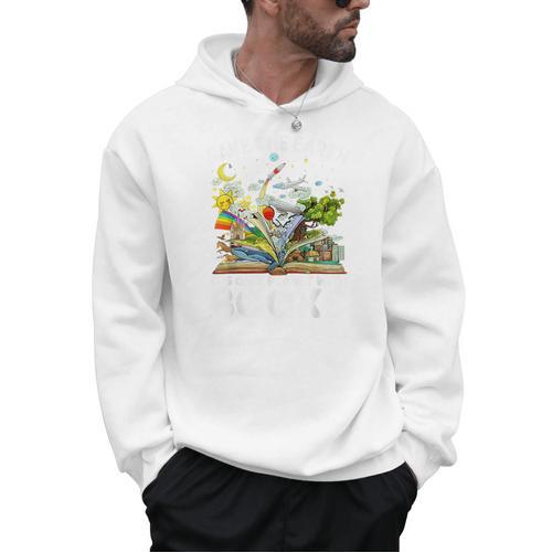Save Earth It´s Only Planet With Books Reader Earth Day Men Hoodie - Bookorys