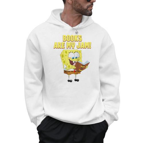 SpongeBob Loves Reading Books Are My Jam Raglan Baseball Tee Men Hoodie - Bookorys CA