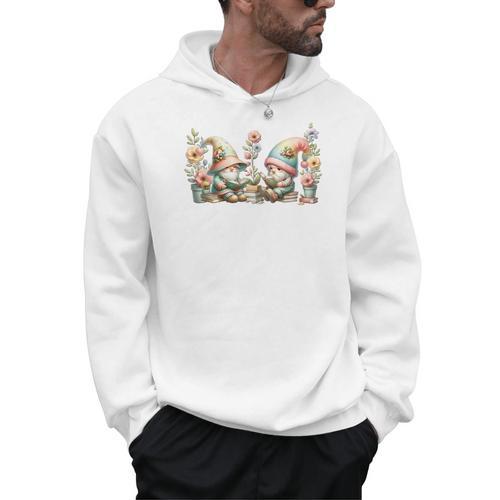 Teacher Gnome Motif Floral Stack Of Books Decor Cute Reading Men Hoodie - Bookorys CA