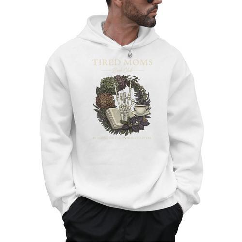Tired Moms Book Club Dark Floral Coffee Skeleton Men Hoodie - Bookorys AU