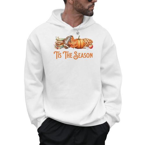 Tis The Season Fall Reading Books Football Pumpkin Apple Pie Men Hoodie - Bookorys CA