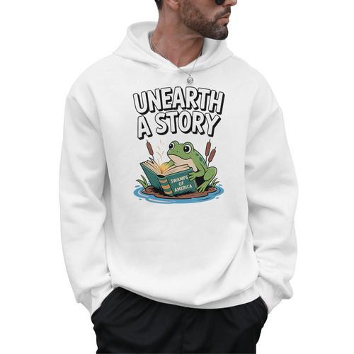 Unearth a Story Frog Reading a Book Summer 2026 Premium Tri-Blend Men Hoodie - Bookorys