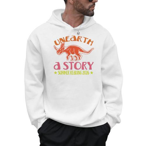 Unearth a Story Summer Reading 2026 Triceratops Dino Book Premium Tri-Blend Men Hoodie - Bookorys