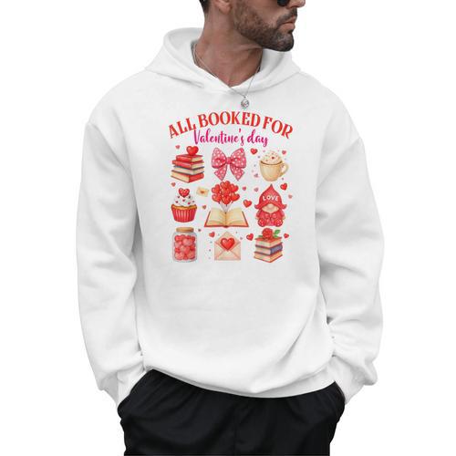 Valentines Reading Book Lover All Booked For Valentine's Day Men Hoodie - Bookorys