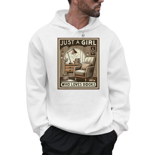 Vintage Just A Girl Who Loves Books Women Book Worm Reading Performance Men Hoodie - Bookorys CA