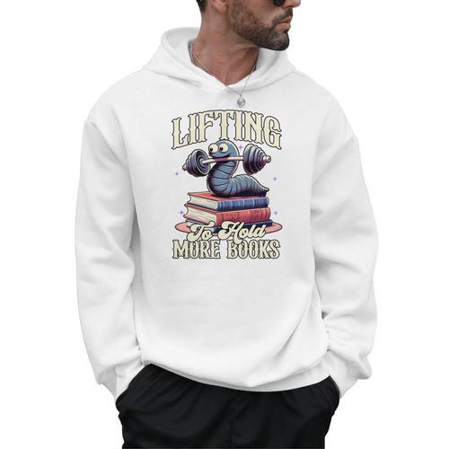 Weightlifting Book Lover Bookworm Lifting To Hold More Books Men Hoodie - Bookorys