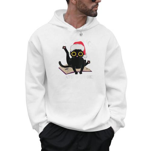Witchy Book Lover Christmas Cat Reading Mystic Bookworm Men Hoodie - Bookorys