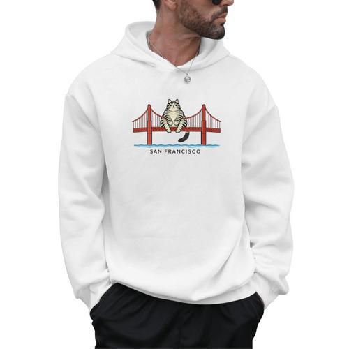 Women's San Franciscos Cat Golden Gates Bridge Cat Reading Books Men Hoodie - Bookorys AU