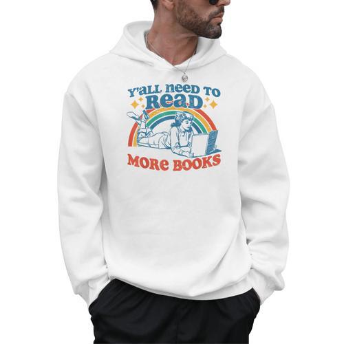 Y'All Need To Read More Books Book Lover Retro Reading Men Hoodie - Bookorys