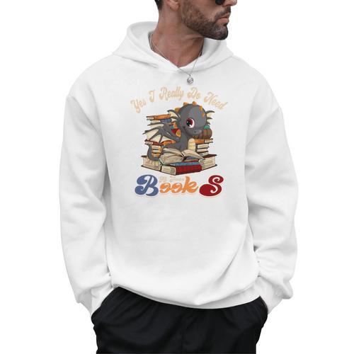 Yes I Really Do Need All These Books Cute Dragon Reads Books Men Hoodie - Bookorys