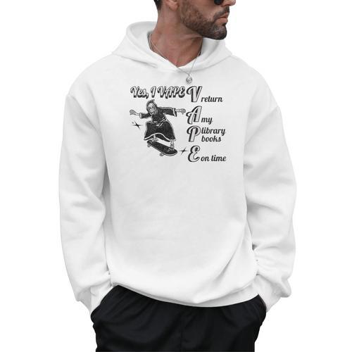 Yes I Vape Return My Library Books On Time Skeleton Skater Men Hoodie - Bookorys