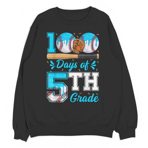 100 Days Of 5th Grade Baseball 100th Day Of School Boys Kids Unisex Sweatshirt - Sportilla