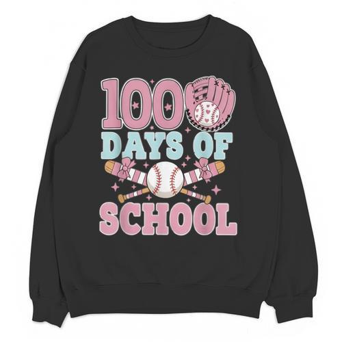 100 Days Of School Baseball 100th Day Of School Girls Unisex Sweatshirt - Sportilla