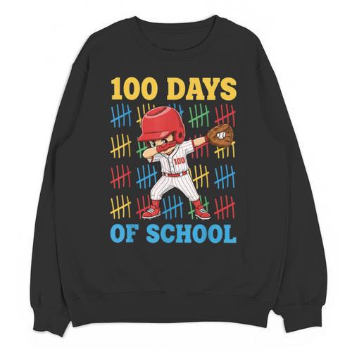100 Days Of School Baseball Bat 100th Day Of School Boys Unisex Sweatshirt - Sportilla