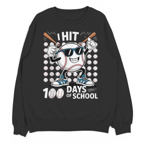 100 Days Of School Baseball Bat 100th Day Of School Unisex Sweatshirt - Sportilla