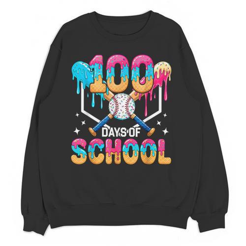 100 Days Of School Baseball Boys Kids 100th Day Of School Unisex Sweatshirt - Sportilla
