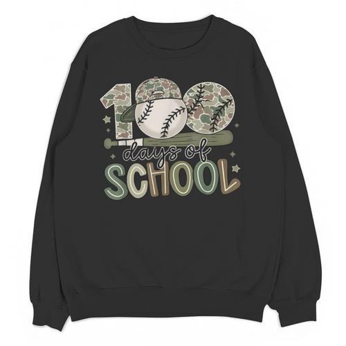 100 Days Of School Baseball Camo Celebration Unisex Sweatshirt - Sportilla