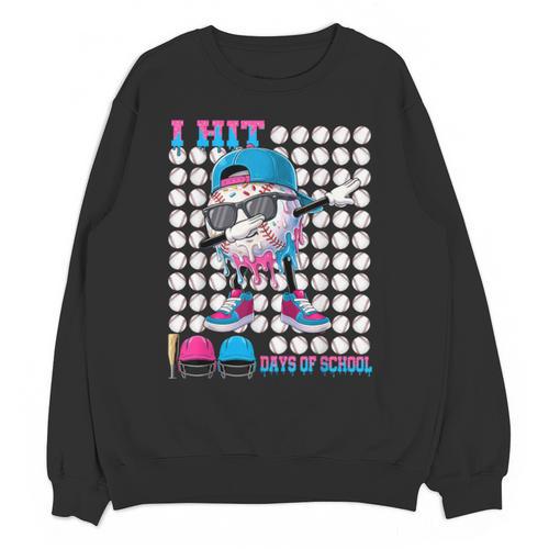 100 Days Of School Baseball Drip Boys Kids 100th Day School Unisex Sweatshirt - Sportilla