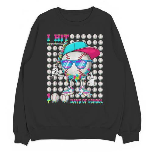 100 Days Of School Baseball Drip Ice Cream Boys Kids Unisex Sweatshirt - Sportilla