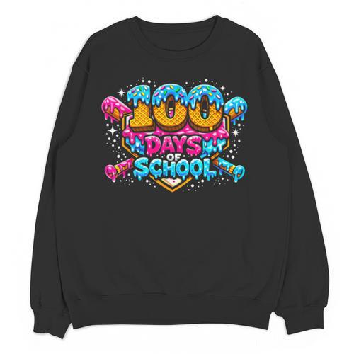 100 Days Of School Baseball Drip Ice Cream Costume Teachers Unisex Sweatshirt - Sportilla