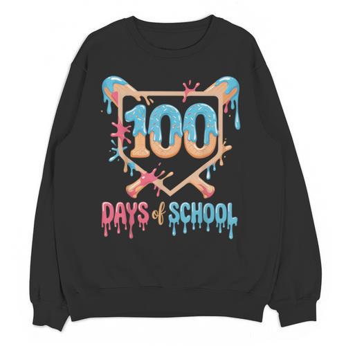 100 Days Of School Baseball Drip 100 Days Of School Unisex Sweatshirt - Sportilla