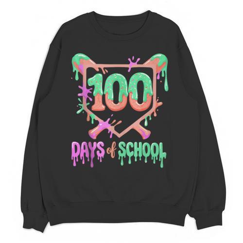 100 Days Of School Baseball Ice Cream Drip 100th Day Player Unisex Sweatshirt - Sportilla