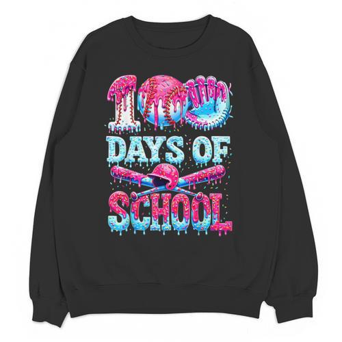 100 Days Of School Baseball Ice Cream Drip For Boys Kid Unisex Sweatshirt - Sportilla