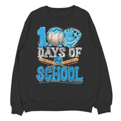 100 Days Of School Baseball Ice Cream Drip Student Kids Boys Unisex Sweatshirt - Sportilla