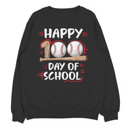 100 Days Of School Baseball Theme Kids Teens Boys 100th Day Unisex Sweatshirt - Sportilla
