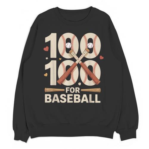 100 Days Of School Baseball Love Valentine’s Day Men Women Unisex Sweatshirt - Sportilla
