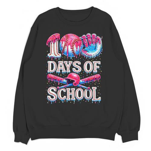 100 Days Of School Baseball Lover Donut Drip Boy Girl Unisex Sweatshirt - Sportilla