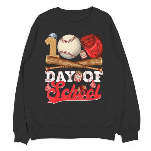 100 Days Of School Baseball Player Sports Game Teacher Kid Unisex Sweatshirt - Sportilla