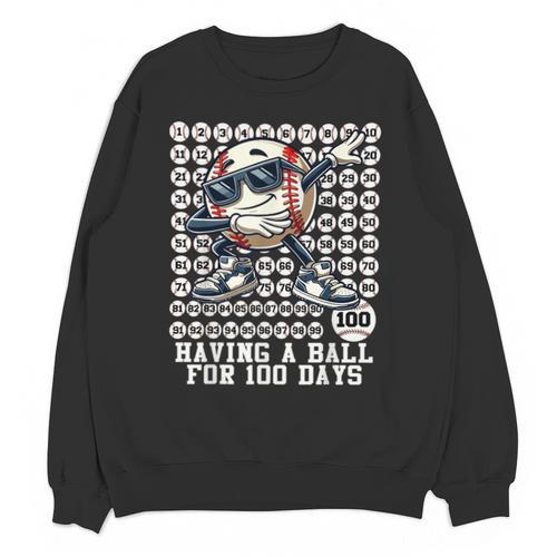 100 Days Of School Boys Dabbing Baseball 100th Day Of School Unisex Sweatshirt - Sportilla