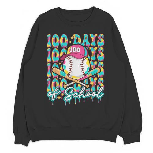 100 Days Of School Drip Baseball 100th Day Baseball School Unisex Sweatshirt - Sportilla