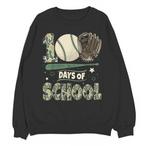 100 Days Of School Teacher Camo Baseball Boys Toddler Kids Unisex Sweatshirt - Sportilla