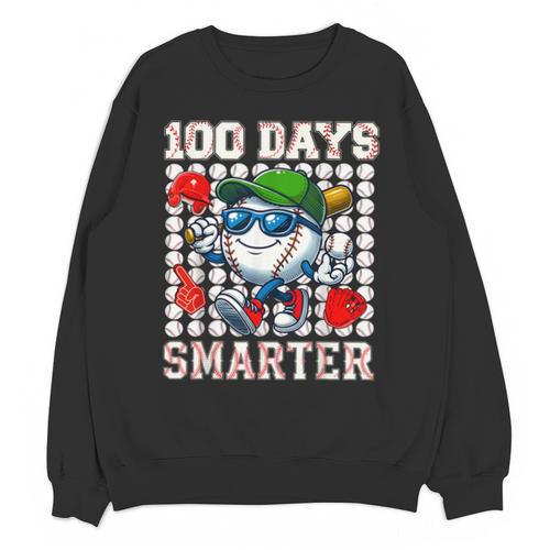 100 Days Smarter Baseball 100 Days Of School Boy Girl Kid Unisex Sweatshirt - Sportilla