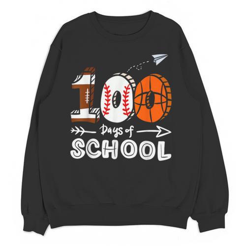 100th Day Of School Basketball Baseball Football Kids Boys Unisex Sweatshirt - Sportilla
