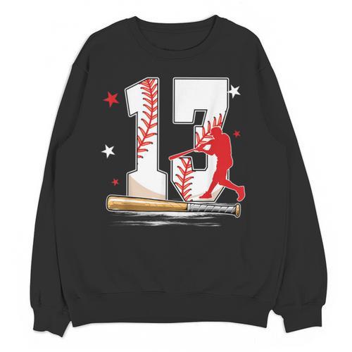 13 Years Old Baseball Birthday Boy 13th Bday Party Unisex Sweatshirt - Sportilla