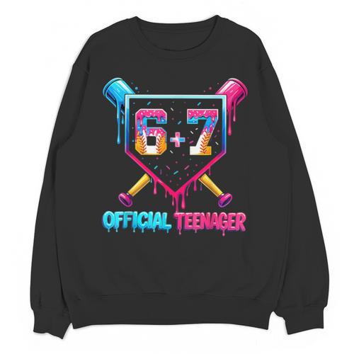 13th Birthday Official Teenager 67 Baseball Drip Boys Unisex Sweatshirt - Sportilla