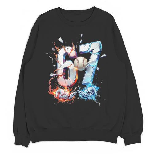 6 7 Baseball Six Seven Meme 67 Hands Kids Men Women Unisex Sweatshirt - Sportilla