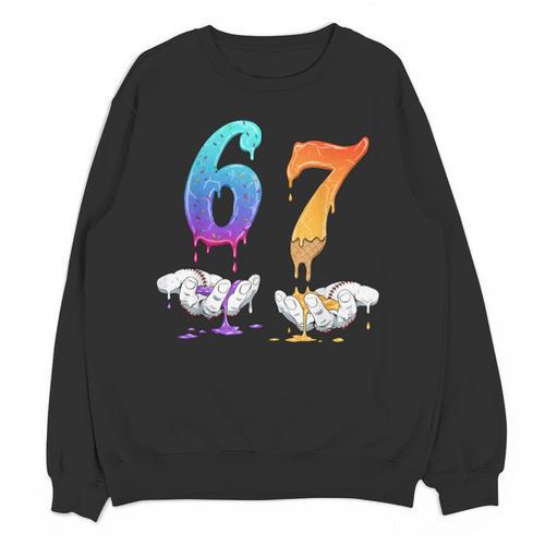 6 7 Six Seven Meme Hands Ice Cream Baseball Drip Boy Girl Unisex Sweatshirt - Sportilla