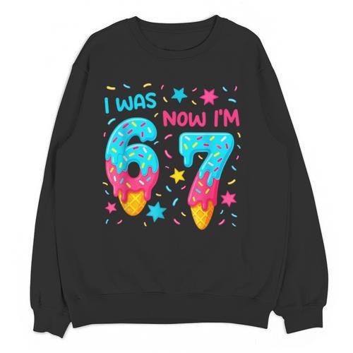 I Was 6 Now I'm 7 67 Birthday Baseball Drip 7 Year Old Unisex Sweatshirt - Sportilla
