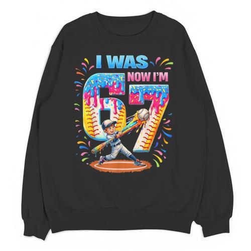 I Was 6 Now I'm 7 Baseball Birthday Boy For Teens Kids Unisex Sweatshirt - Sportilla