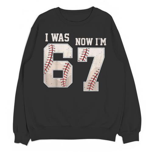 I Was 6 Now I'm 7 Year Old Birthday 67 Meme Baseball Bday Unisex Sweatshirt - Sportilla