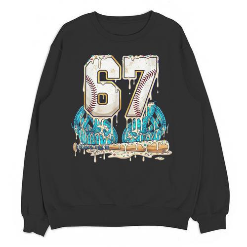 67 Baseball Drip Boys Youth Kids 6-7 Ice Cream Dripping 6 7 Unisex Sweatshirt - Sportilla
